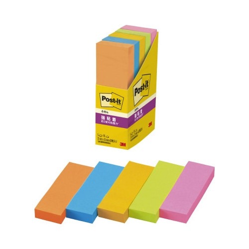 ポストイット　強粘着７５×２５　ネオン混色　５冊画像