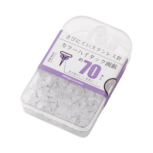 カラーハイタック画鋲　透明　約７０本入画像