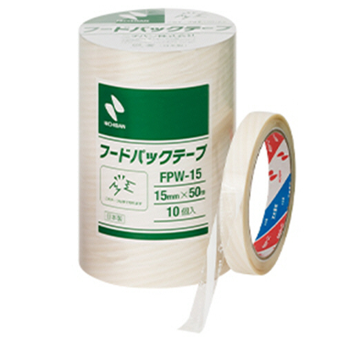 ﾌｰﾄﾞﾊﾟｯｸﾃｰﾌﾟ 15mm×50m 白 1ﾊﾟｯｸ(10巻)画像