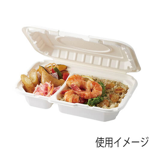 HEIKO 食品容器 ユーカリフードパック YFP-950 2仕切り 50枚画像