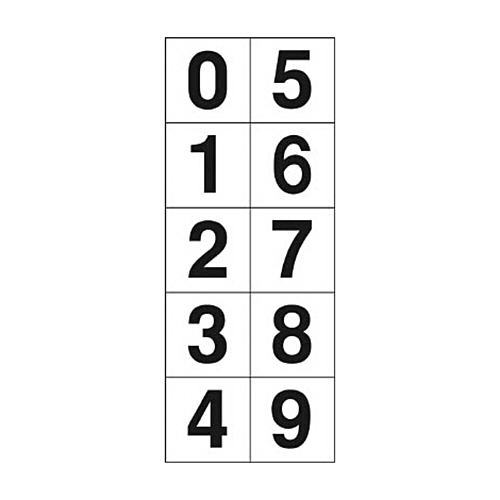 数字ｽﾃｯｶｰ 50×50 ｢0~9｣連番 白 各1枚 1ｾｯﾄ(10枚)画像
