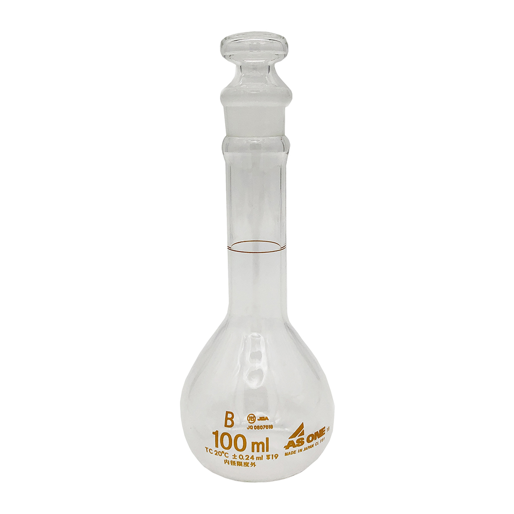 短型メスフラスコ　白　100mL