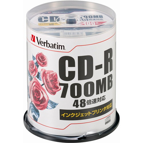 ﾃﾞｰﾀ用CD-R 700MB 48倍速 ﾎﾜｲﾄﾌﾟﾘﾝﾀﾌﾞﾙ ｽﾋﾟﾝﾄﾞﾙｹｰｽ 1ﾊﾟｯｸ(100枚)画像