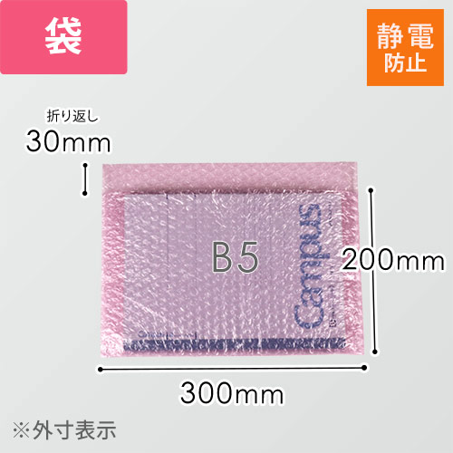 プチプチ 平袋 3層タイプ 静電防止（300×200mm・P-d37L）画像