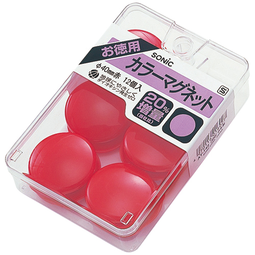 ｶﾗｰﾏｸﾞﾈｯﾄ 直径40mm 赤 1ｹｰｽ(12個)画像