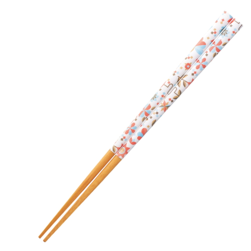 箸 23cm KAKEHASHI NATURA フラワーズ 先角 木製 天然木 ハート画像