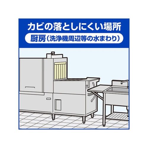 漂白剤 強力カビハイター 業務用 つけかえ1L 花王 透明なボトルに入った液体が見える状態