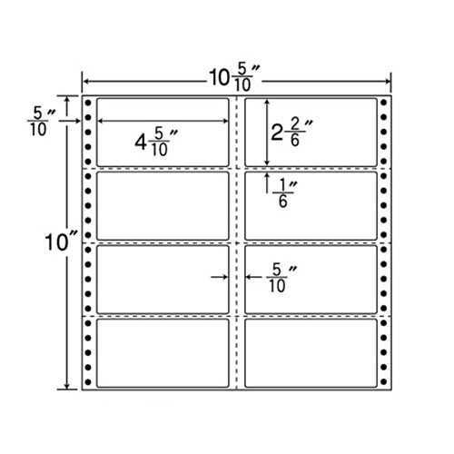 ﾅﾅﾌｫｰﾑ 連続ﾗﾍﾞﾙ Mﾀｲﾌﾟ 10_5/10×10ｲﾝﾁ 8面 横3本縦1本ﾐｼﾝ入 1箱(500折)画像