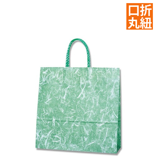 手提げ紙袋（雲竜　緑・口折丸紐・幅320×マチ115×高さ320mm）画像