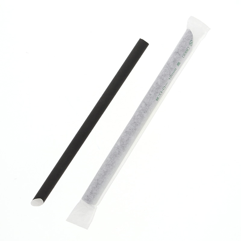 紙ストロー　１２ｍｍ　斜口　単袋　黒画像