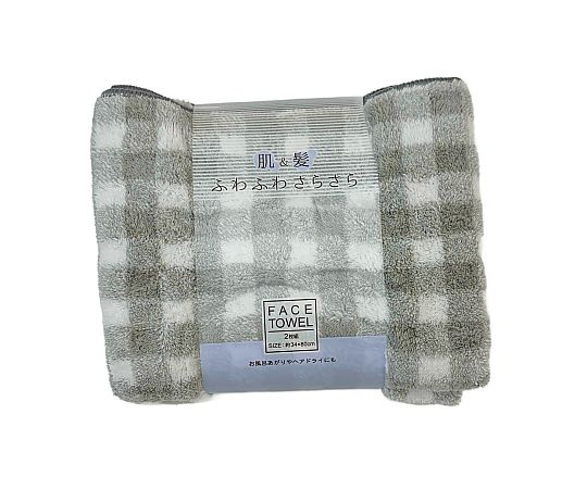 マイクロファイバーフェイスタオル2P ホリデー チェック 34×80cm GRAY 1セット（2枚×10袋入）画像