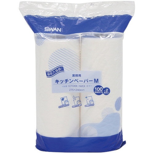SWAN 業務用 ｷｯﾁﾝﾍﾟｰﾊﾟｰ M 100ｶｯﾄ/ﾛｰﾙ 1ﾊﾟｯｸ(2ﾛｰﾙ)画像