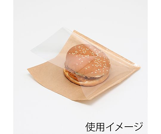 片面透明バーガー袋 18-18 未晒無地 100枚入 透明なバーガー袋が束になっている様子