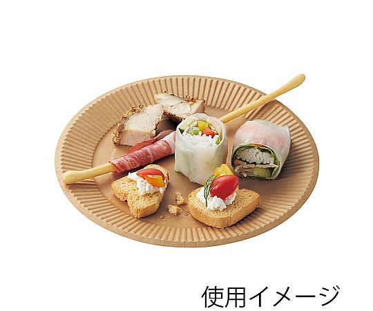 紙皿 クラフトペーパープレート 18cm 30枚入 茶色のクラフトカラーで重ねられたプレートが整然と並ぶ様子