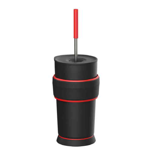 ストロータンブラー 550ml ゲーミングタンブラー ステンレス ブラックレッド画像