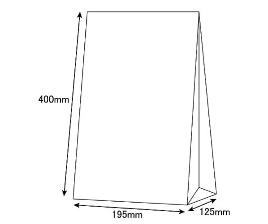 195x125x400mm 紙袋(無地/100枚) 無地の紙袋が側面から見える状態で、100枚が整然と並んでいる。