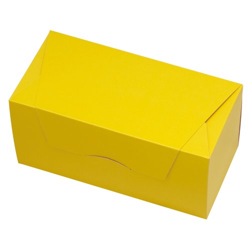 ギフト箱 パケットクルールS ピンク/イエロー ヤマニパッケージ 斜め上から見た色鮮やかなギフト箱のディスプレイ