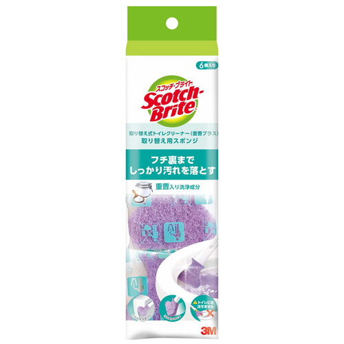 ｽｺｯﾁ･ﾌﾞﾗｲﾄ 取り替え式ﾄｲﾚｸﾘｰﾅｰ 重曹ﾌﾟﾗｽ 取り替え用ｽﾎﾟﾝｼﾞ 1ﾊﾟｯｸ(6個)