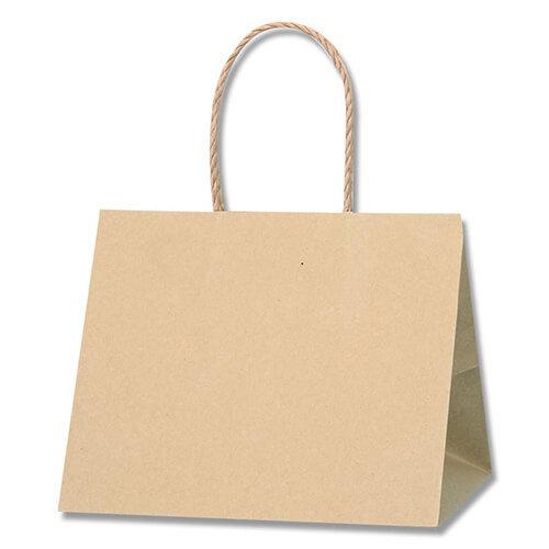 手提げ紙袋（茶・口折丸紐・幅250×マチ190×高さ210mm）画像