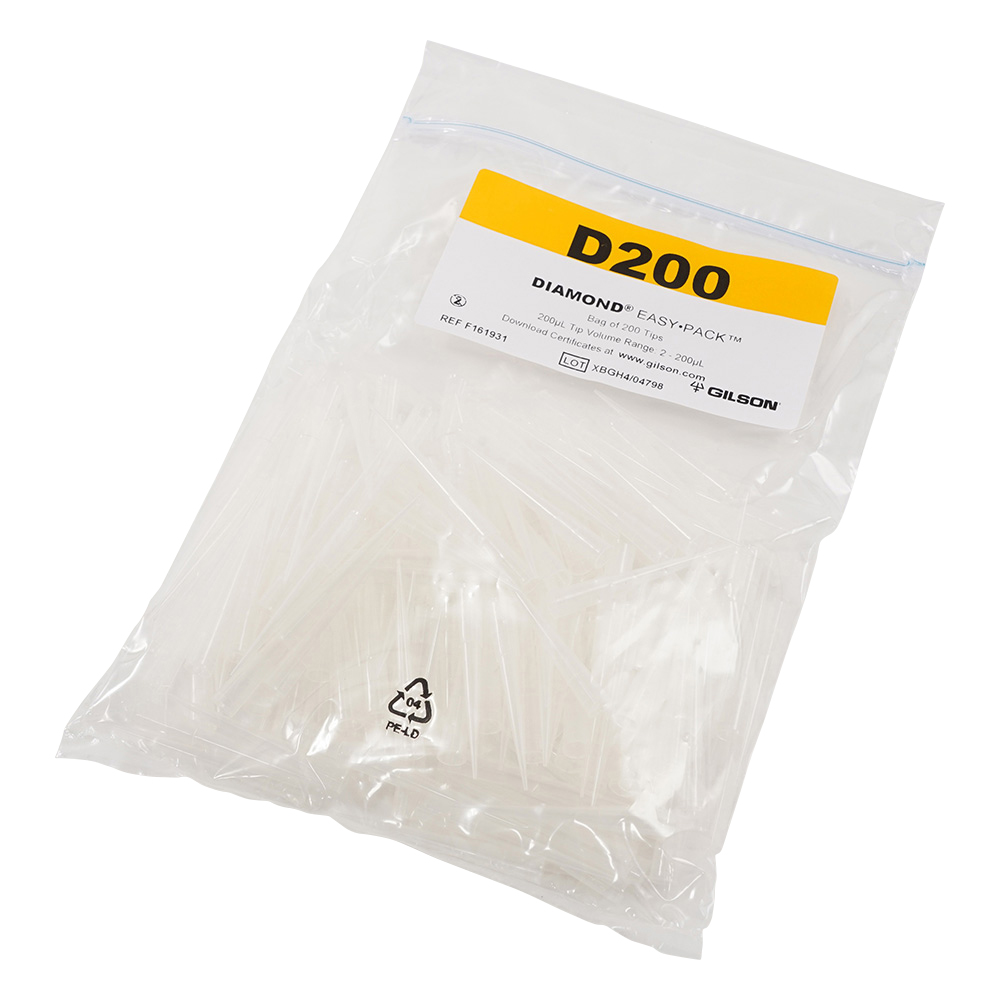 ダイアモンドチップ　D200　EasyPack　未滅菌　2～200μL　200本×5袋入画像