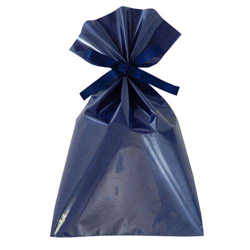 ソフトバッグクリア 2穴リボン巾着 S5 紺画像