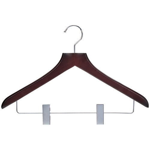 木製ﾊﾝｶﾞｰ 木と生活 ｸﾘｯﾌﾟ ﾀﾞｰｸﾌﾞﾗｳﾝ 43cm 1本画像