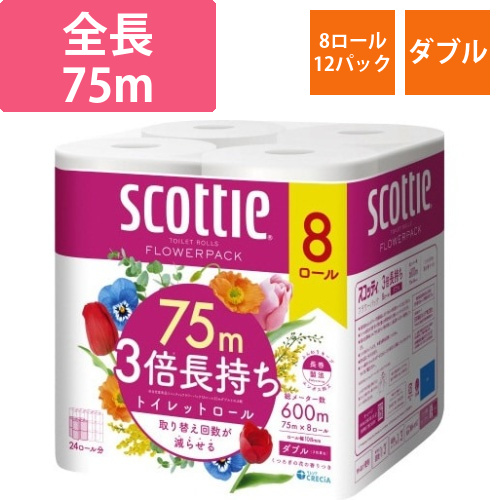 スコッティフラワーパック3倍巻き8ロール×12画像