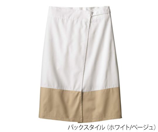 サロンエプロン 兼用 ベージュ/ブラウン フリー 平らな表面に置かれた折りたたまれたエプロンの様子、上部にストラップが見える。
