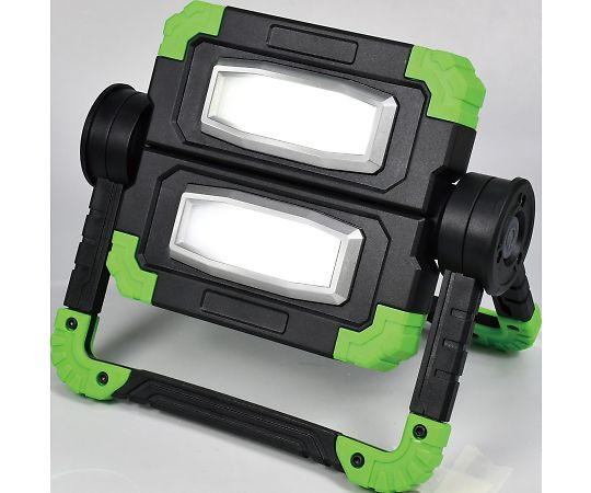 LED両面ポータブルライト 両面が発光する薄型のライトが点灯した様子