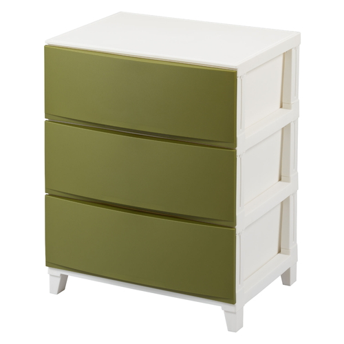 チェスト 3段 幅54×奥行42×高さ68cm ルームスシェード サンドカーキ画像