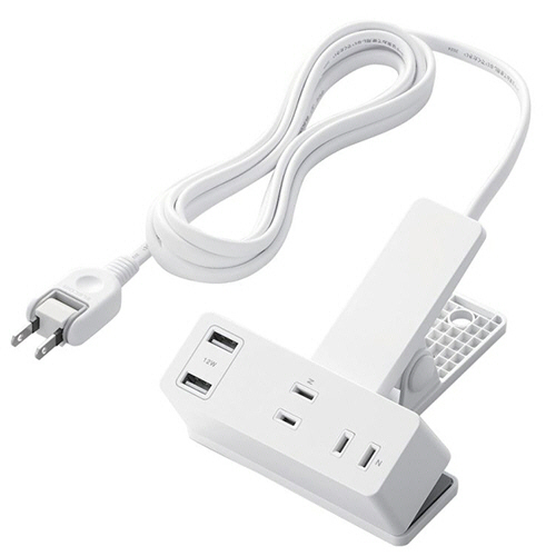 USB-Aﾎﾟｰﾄ付きｸﾘｯﾌﾟﾀｯﾌﾟ ﾎﾜｲﾄ 1個画像