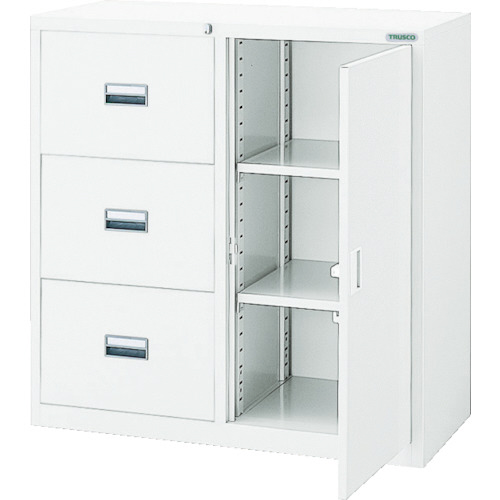 ｽﾀﾝﾀﾞｰﾄﾞ書庫(D400)ｺﾝﾋﾞ3段片開 880×H880 ﾎﾜｲﾄ 1台画像