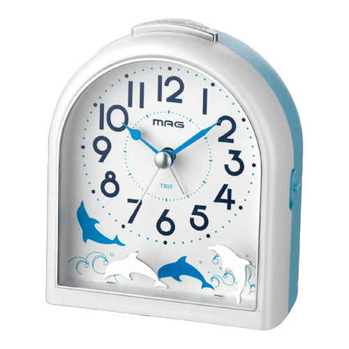 目覚まし時計 連続秒針 静音 ライト付き イルカ