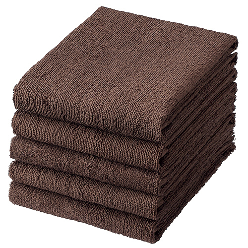 業務用ｽﾚﾝ染めﾌｪｲｽﾀｵﾙ ﾀﾞｰｸﾌﾞﾗｳﾝ 1ﾊﾟｯｸ(5枚)画像