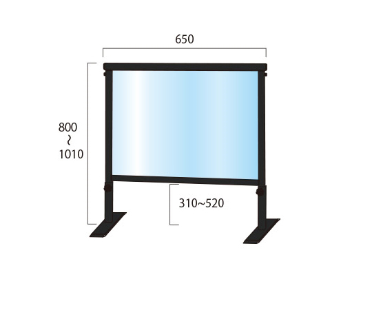 ブラックスライドパーテーション　450×600mm 黒いスライドパーテーションが立てられ、全体的にシンプルなデザインが強調されている様子