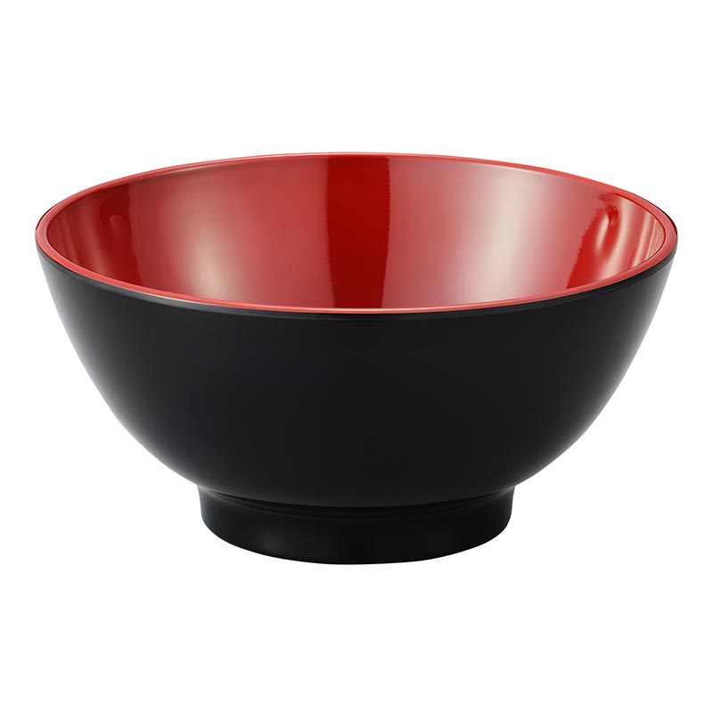 メラミン食器 No.13WA カスミ型汁椀(身) (内朱/外黒) エンテック画像