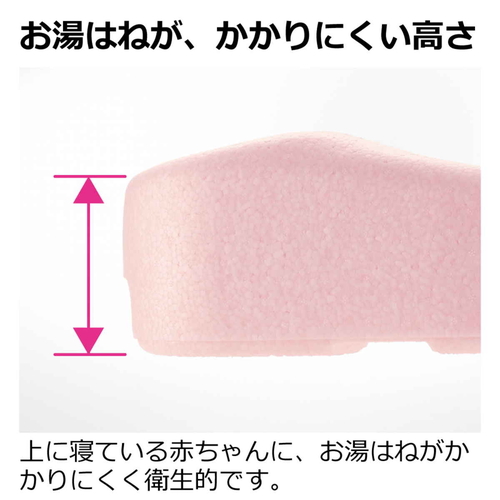 ベビーバス　ひんやりしないおふろマットR 柔らかな素材で覆われたおふろマットの表面が見える状態