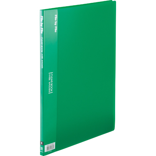 ｸﾘﾔｰﾌﾞｯｸ A4ﾀﾃ 10ﾎﾟｹｯﾄ 背幅9mm ｸﾞﾘｰﾝ 1ｾｯﾄ(10冊)画像