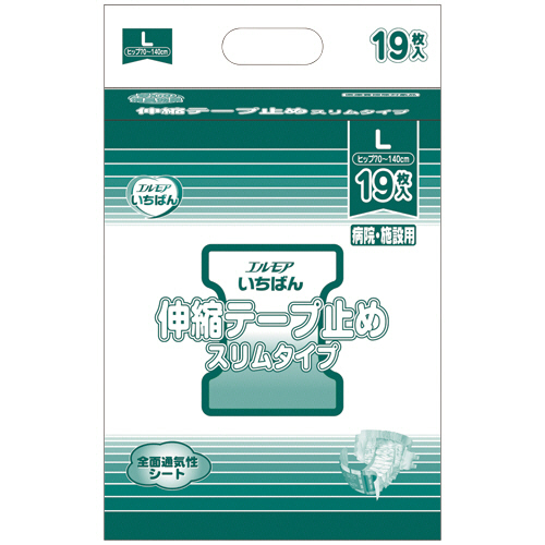 ｴﾙﾓｱ いちばん 伸縮ﾃｰﾌﾟ止め ｽﾘﾑ L 1ﾊﾟｯｸ(19枚)画像