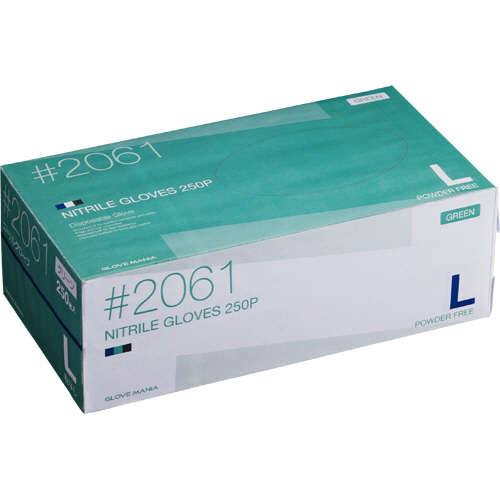 ﾆﾄﾘﾙ 使いきり手袋 粉なし ｸﾞﾘｰﾝ L 1ｾｯﾄ(2500枚:250枚×10箱)画像