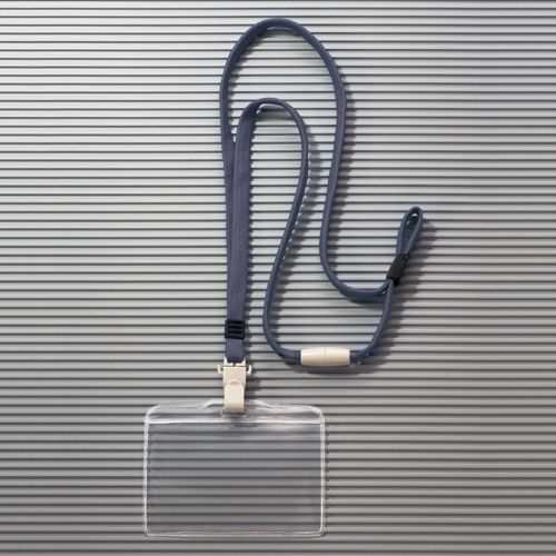 つりさげ名札 ﾖｺ型 ｿﾌﾄﾀｲﾌﾟ 平ひも ｸﾞﾚｰ 1個画像