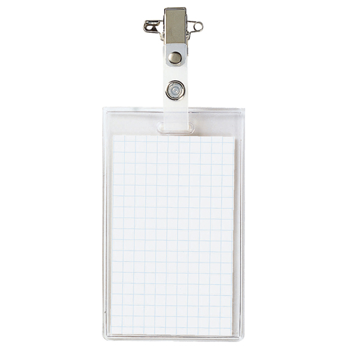 ﾀｯｸﾞ名札(ｿﾌﾄｹｰｽ･脱落防止ﾀｲﾌﾟ) 名刺･ID用 360度回転ｸﾘｯﾌﾟ ﾀﾃ 1ｾｯﾄ(50個)