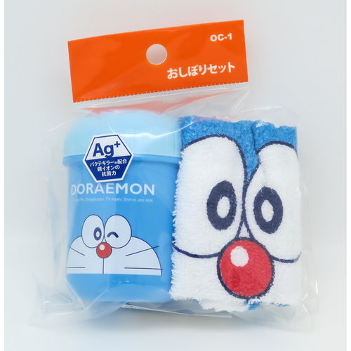 おしぼりセット　ドラえもん キャラクターが描かれた白いおしぼりが並べられた状態