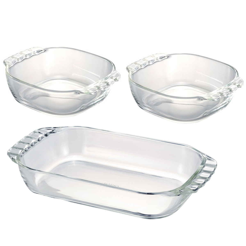 耐熱ガラス製トースター皿3個セット画像