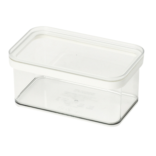 保存容器　キッチンスマイル　システムコンテナ　900ml 透明な容器のフタと側面が見える状態