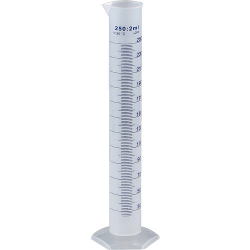 ﾒｽｼﾘﾝﾀﾞｰ PP製 青目盛付 250ml 1個画像