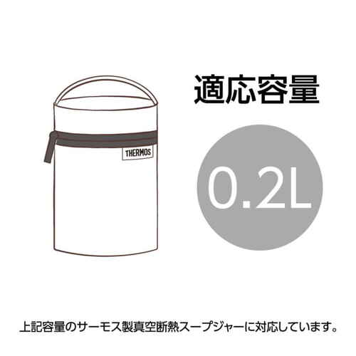 サーモス　スープジャーポーチ　ライトグリーン ポーチのジッパーが開いている状態で、内部が見えている様子