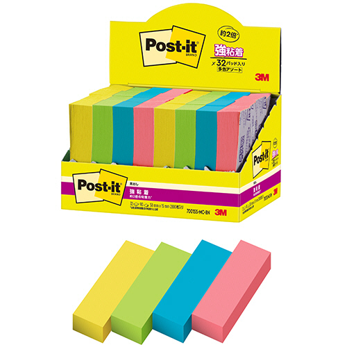 ﾎﾟｽﾄ･ｲｯﾄ 強粘着見出し ﾏﾙﾁｶﾗｰ8 50×15mm 4色 1ﾊﾟｯｸ(32冊)画像