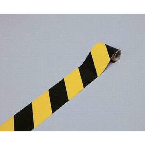 ﾗｲﾝﾃｰﾌﾟ(ﾄﾗﾃｰﾌﾟ･反射) 黄/黒 75mm幅×1m 屋内用 1巻画像