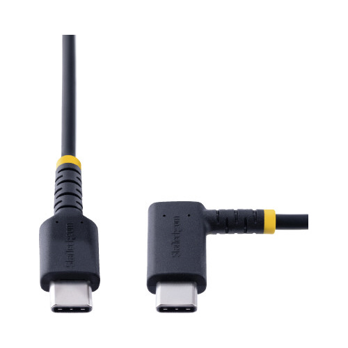 USB-C-USB-Cケーブル2mL型右向き 右向きのL型コネクタが見える状態